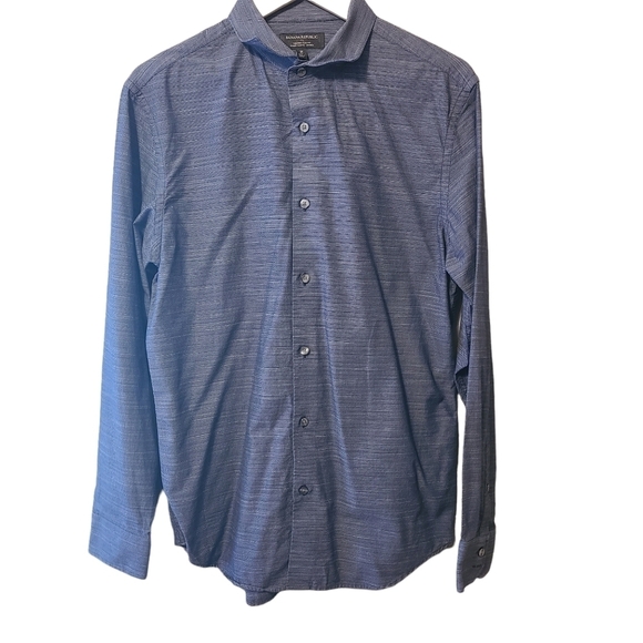 Banana Republic tailored slim fit blue gray long-sleeved Button-down men's shirt - Picture 1 of 8